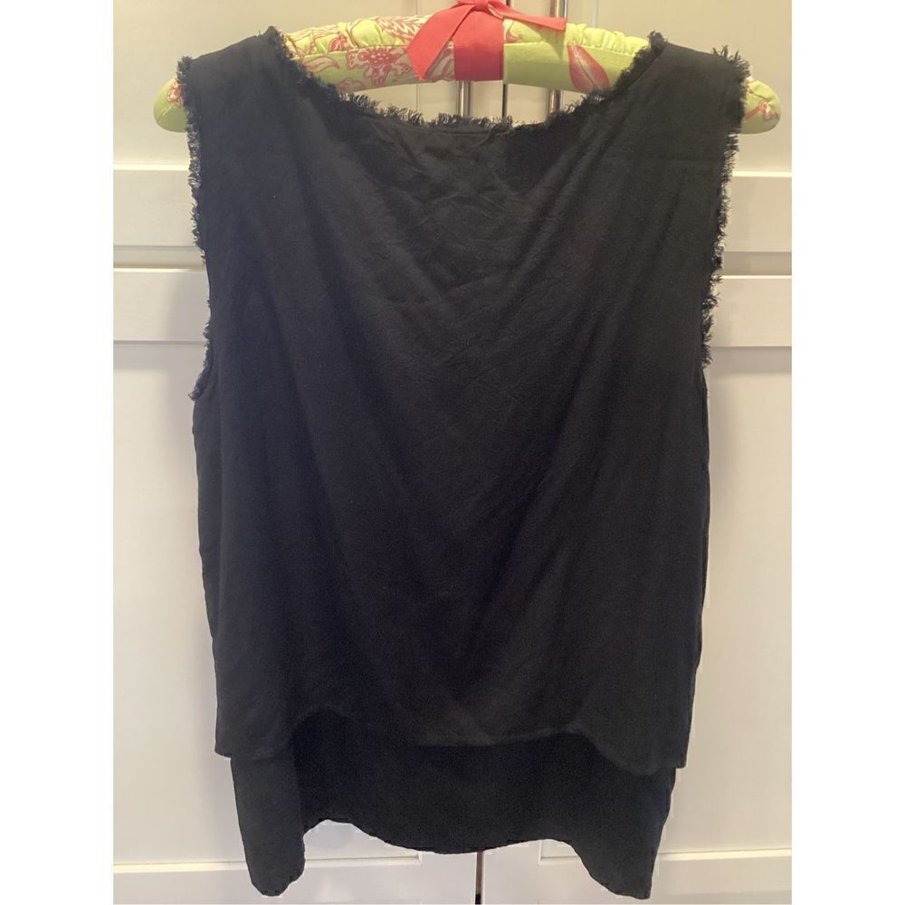 Sundance Womens Frayed Sleeveless Tiered Top Sz M Black Stretch - Picture 8 of 8